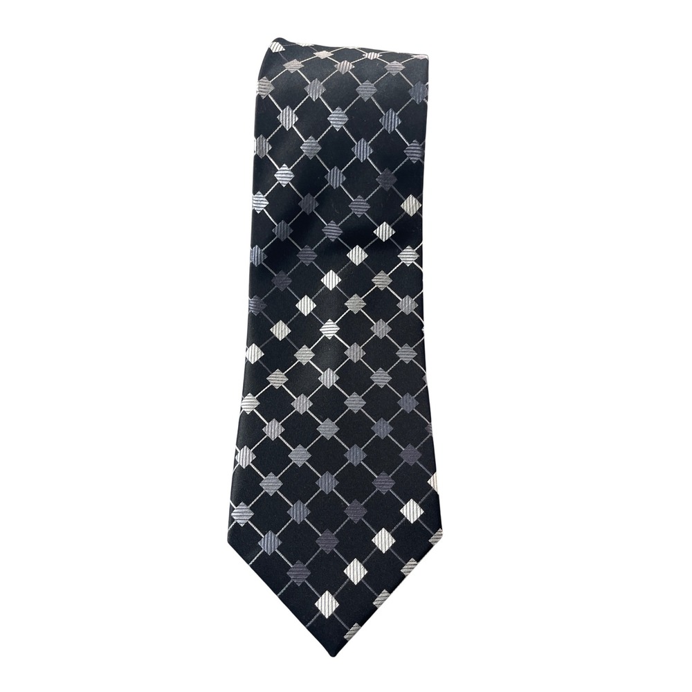 Black Geometric Silk Men's Necktie Formal Business‎ Career